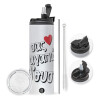 Travel Tumbler 2 Lids, with metal straw & cleaning brush (Stainless steel 304 Food grade, BPA free, 600ml)