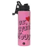Metallic water bottle with safety lid, 850ml aluminum