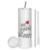Tumbler stainless steel 600ml, with metal straw & cleaning brush