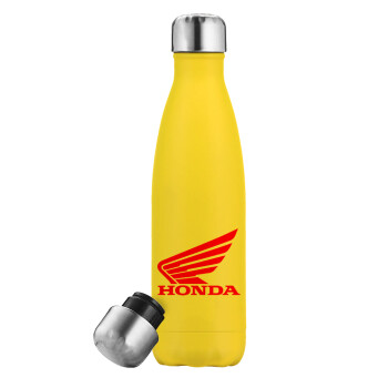 Honda, Μεταλλικό παγούρι θερμός Κίτρινος (Stainless steel), διπλού τοιχώματος, 500ml