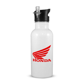 Honda, Παγούρι νερού Λευκό με καλαμάκι, ανοξείδωτο ατσάλι 600ml