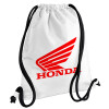 Honda, Τσάντα πλάτης πουγκί GYMBAG λευκή, με τσέπη (40x48cm) & χονδρά κορδόνια