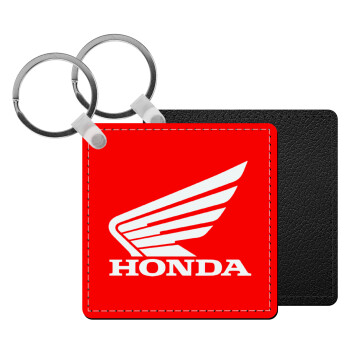 Honda, Μπρελόκ Δερματίνη, τετράγωνο ΜΑΥΡΟ (5x5cm)