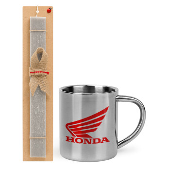 Honda, Πασχαλινό Σετ, μεταλλική κούπα θερμό (300ml) & πασχαλινή λαμπάδα αρωματική πλακέ (30cm) (ΓΚΡΙ)
