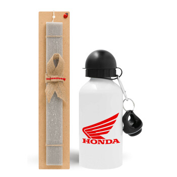 Honda, Πασχαλινό Σετ, παγούρι μεταλλικό  αλουμινίου (500ml) & πασχαλινή λαμπάδα αρωματική πλακέ (30cm) (ΓΚΡΙ)