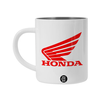 Honda, Λευκή Ανοξείδωτη Μεταλλική Κούπα 450ml - Διπλού Τοιχώματος 