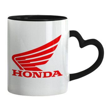 Honda, Mug heart black handle, ceramic, 330ml