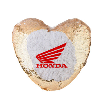 Honda, Μαξιλάρι καναπέ καρδιά Μαγικό Χρυσό με πούλιες 40x40cm περιέχεται το  γέμισμα