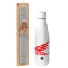 Easter Set, metallic stainless thermos bottle (500ml) & scented flat Easter candle (30cm) (GRAY)