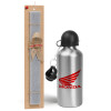 Easter Set, metallic silver aluminum water bottle (500ml) & aromatic flat Easter candle (30cm) (GRAY)