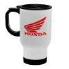 Honda, Κούπα ταξιδιού ανοξείδωτη με καπάκι, διπλού τοιχώματος (θερμό) λευκή 450ml