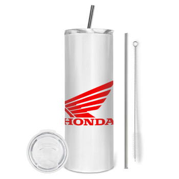 Honda, Eco friendly ποτήρι θερμό (tumbler) από ανοξείδωτο ατσάλι 600ml, με μεταλλικό καλαμάκι & βούρτσα καθαρισμού