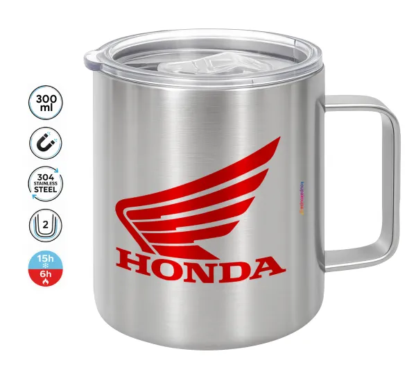 Honda — Double-walled stainless steel mug 300ml with temperature-retaining lid