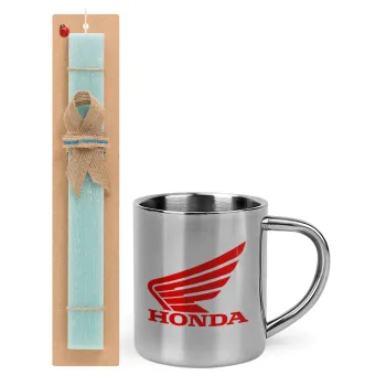 Honda, Easter Set, metallic thermal cup (300ml) & aromatic flat Easter candle (30cm) (TURQUOISE)