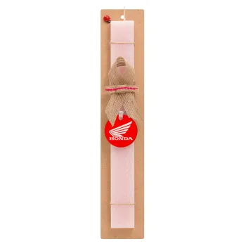 Honda, Easter Set, wooden keychain & scented flat Easter candle (30cm) (PINK)