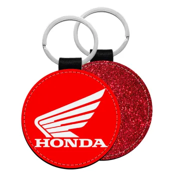 Honda, Μπρελόκ Δερματίνη, στρογγυλό ΚΟΚΚΙΝΟ (5cm)