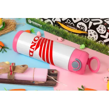 Honda, Πασχαλινή Λαμπάδα με Παιδικό παγούρι θερμό, ανοξείδωτο, με καλαμάκι ασφαλείας, ΡΟΖ (500ml)