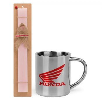 Honda, Easter Set, metallic thermal cup (300ml) & aromatic flat Easter candle (30cm) (PINK)