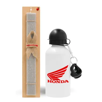 Honda, Easter Set, metallic aluminum water bottle (500ml) & aromatic flat Easter candle (30cm) (GRAY)
