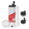 Travel Tumbler θερμό με διπλό καπάκι, μεταλλικό καλαμάκι και βούρτσα καθαρισμού (Ανωξείδωτο 304 Food grade, BPA free, 600ml)
