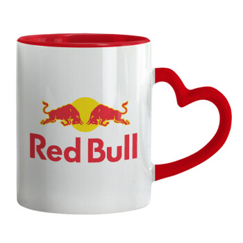 Redbull, Mug heart red handle, ceramic, 330ml