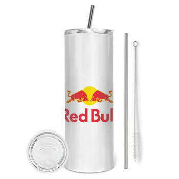 Redbull, Eco friendly ποτήρι θερμό (tumbler) από ανοξείδωτο ατσάλι 600ml, με μεταλλικό καλαμάκι & βούρτσα καθαρισμού