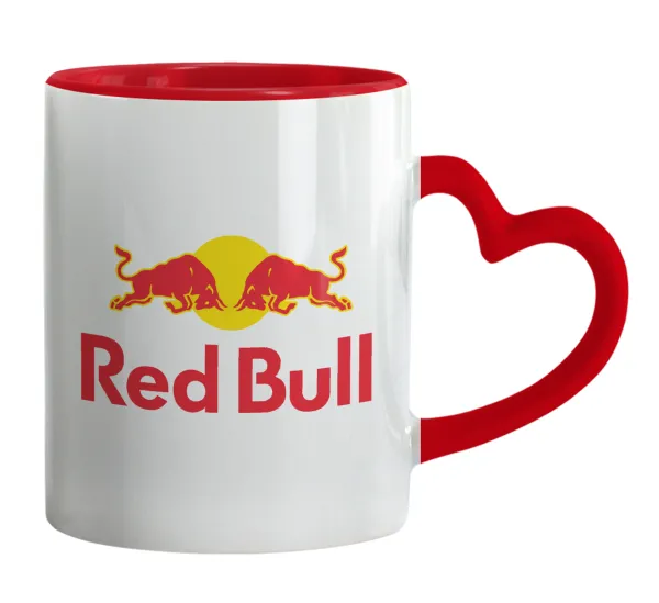 Redbull — Mug heart red handle, ceramic, 330ml