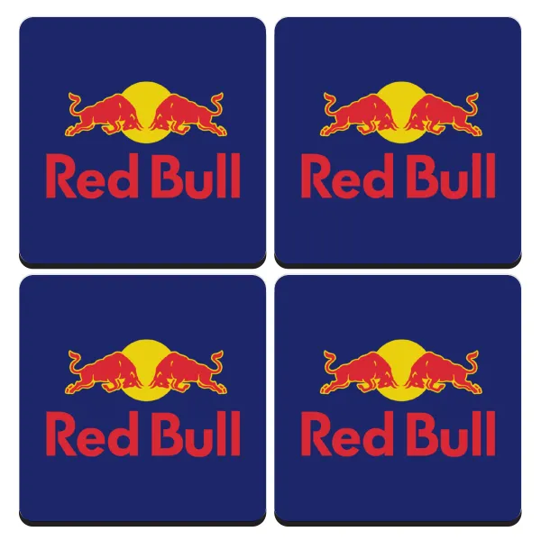 Redbull — Set of 4 square wooden coasters (9cm)