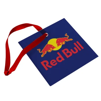 Redbull, Στολίδι Χριστουγεννιάτικο στολίδι γυάλινο τετράγωνο 9x9cm