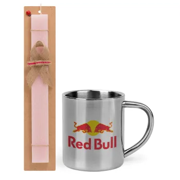 Redbull, Easter Set, metallic thermal cup (300ml) & aromatic flat Easter candle (30cm) (PINK)