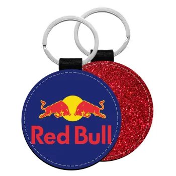 Redbull, Μπρελόκ Δερματίνη, στρογγυλό ΚΟΚΚΙΝΟ (5cm)
