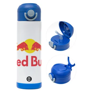Redbull, Children's hot water bottle, stainless steel, with safety straw, BLUE (500ml)