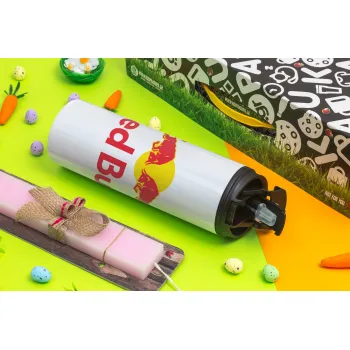 Redbull, Πασχαλινή Λαμπάδα με Travel Tumbler θερμό με διπλό καπάκι (600ml, BPA free) & κερί αρωματικό πλακέ (30cm) (ΡΟΖ)