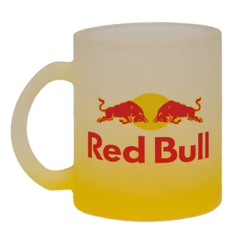 Redbull, Κούπα γυάλινη δίχρωμη με βάση το κίτρινο ματ, 330ml