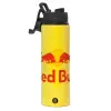 Metallic water bottle with safety lid, 850ml aluminum