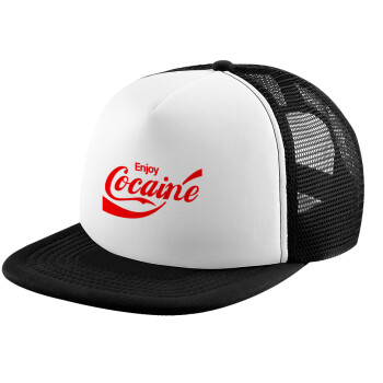 Enjoy Cocaine, Καπέλο Ενηλίκων Soft Trucker με Δίχτυ Black/White (POLYESTER, ΕΝΗΛΙΚΩΝ, UNISEX, ONE SIZE)