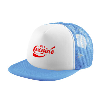 Enjoy Cocaine, Καπέλο Soft Trucker με Δίχτυ Γαλάζιο/Λευκό