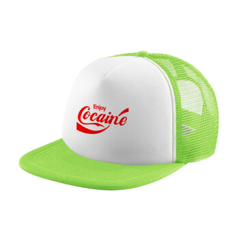 Enjoy Cocaine, Καπέλο Soft Trucker με Δίχτυ Πράσινο/Λευκό