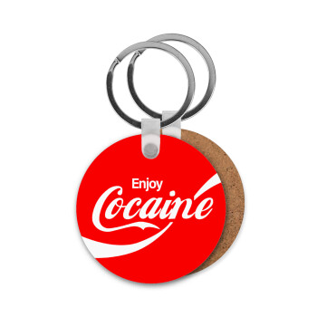 Enjoy Cocaine, Μπρελόκ Ξύλινο στρογγυλό MDF Φ5cm