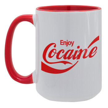 Enjoy Cocaine, Κούπα Mega 15oz, κεραμική Κόκκινη, 450ml