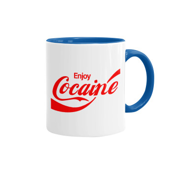 Enjoy Cocaine, Mug colored blue, ceramic, 330ml