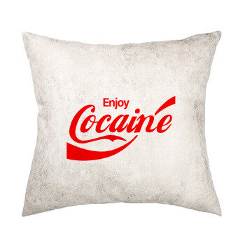 Enjoy Cocaine, Μαξιλάρι καναπέ Δερματίνη Γκρι 40x40cm με γέμισμα