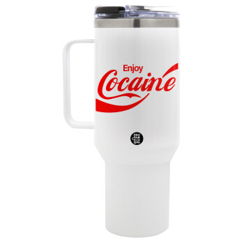 Enjoy Cocaine, Mega Stainless steel Tumbler with lid, double wall 1,2L