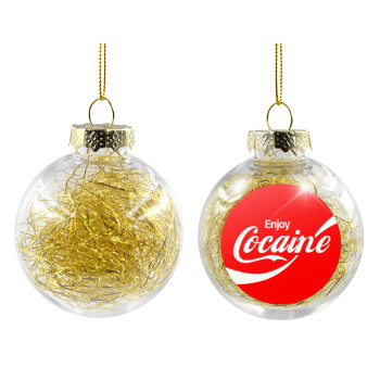Enjoy Cocaine, Χριστουγεννιάτικη μπάλα δένδρου διάφανη με χρυσό γέμισμα 8cm