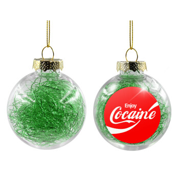 Enjoy Cocaine, Χριστουγεννιάτικη μπάλα δένδρου διάφανη με πράσινο γέμισμα 8cm
