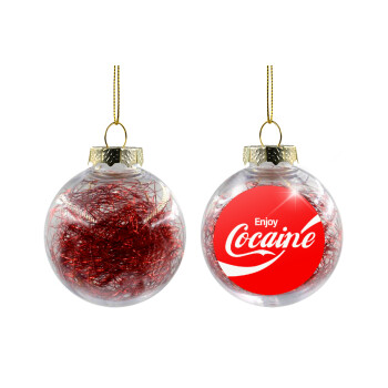 Enjoy Cocaine, Χριστουγεννιάτικη μπάλα δένδρου διάφανη με κόκκινο γέμισμα 8cm