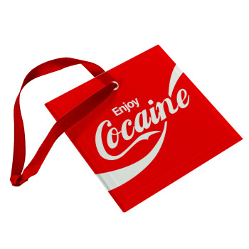 Enjoy Cocaine, Χριστουγεννιάτικο στολίδι γυάλινο τετράγωνο 9x9cm