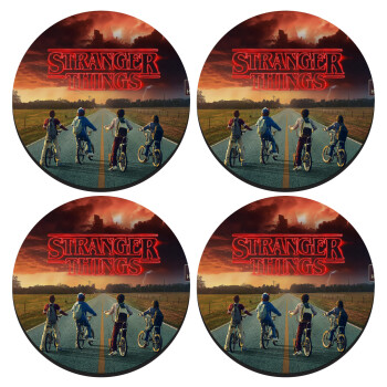 Stranger Things city, SET of 4 round wooden coasters (9cm)
