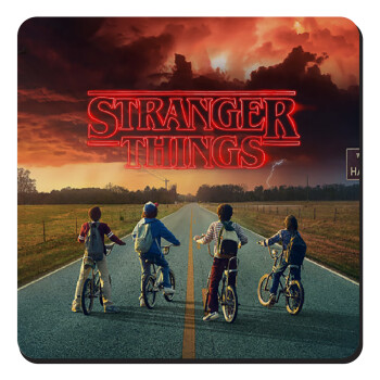 Stranger Things city, Τετράγωνο μαγνητάκι ξύλινο 9x9cm