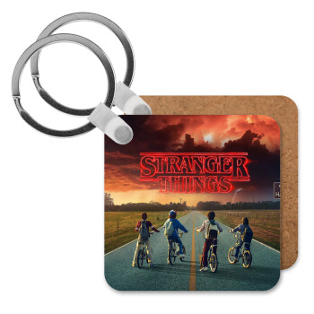 Stranger Things city, Μπρελόκ Ξύλινο τετράγωνο MDF